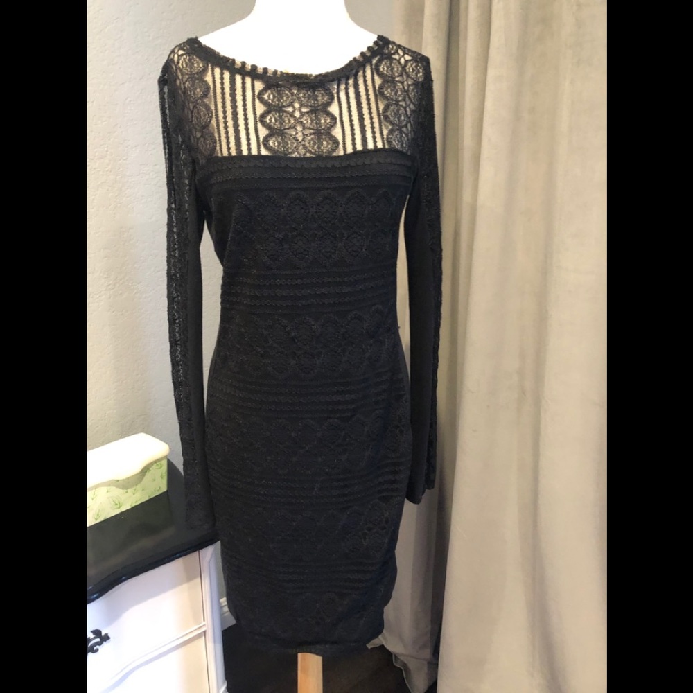 Rachel Roy L Black lace overlay dress